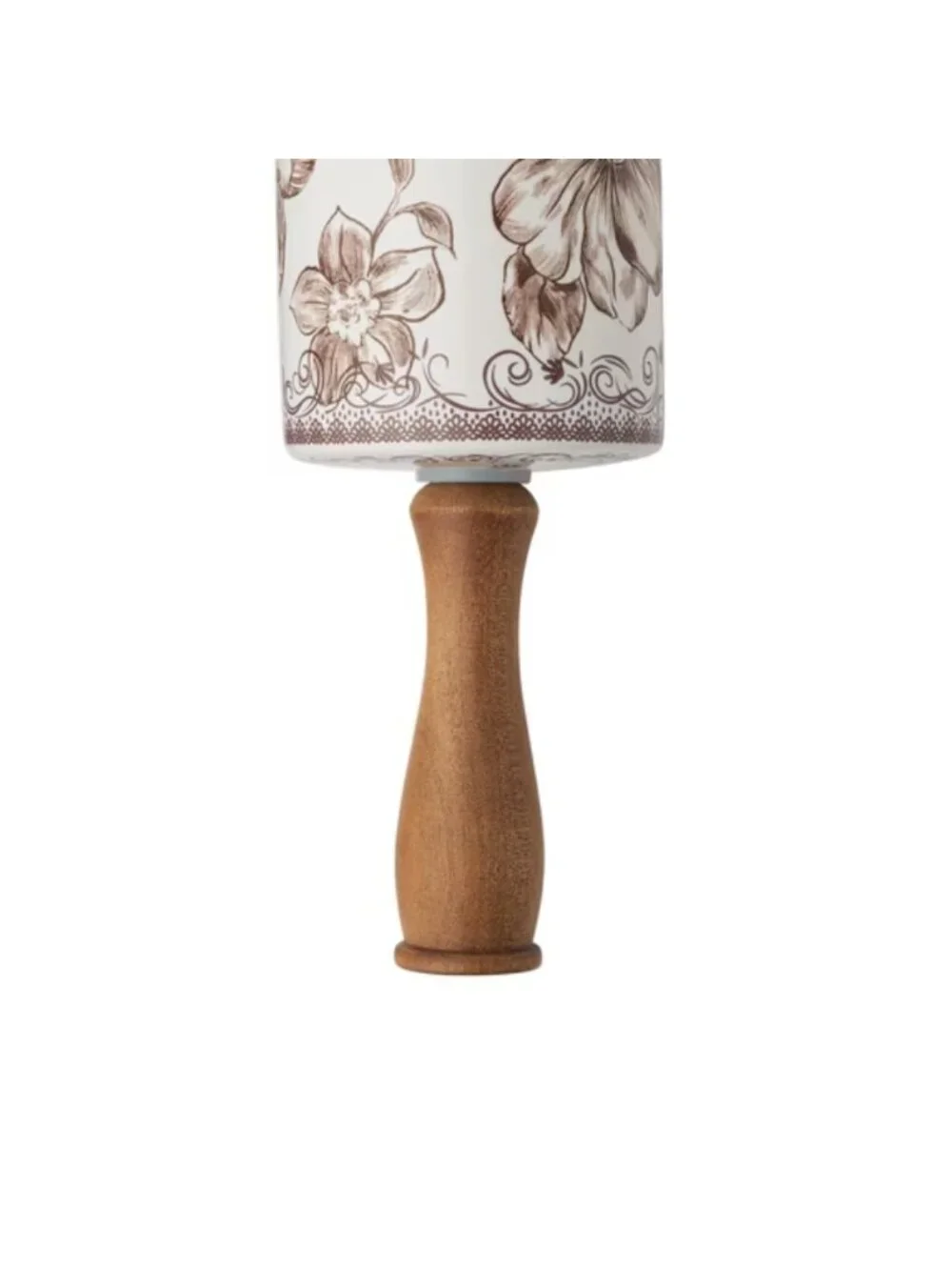 The Pioneer Woman Brown Wood Handles Floral Design Agatha Ceramic Rolling Pin